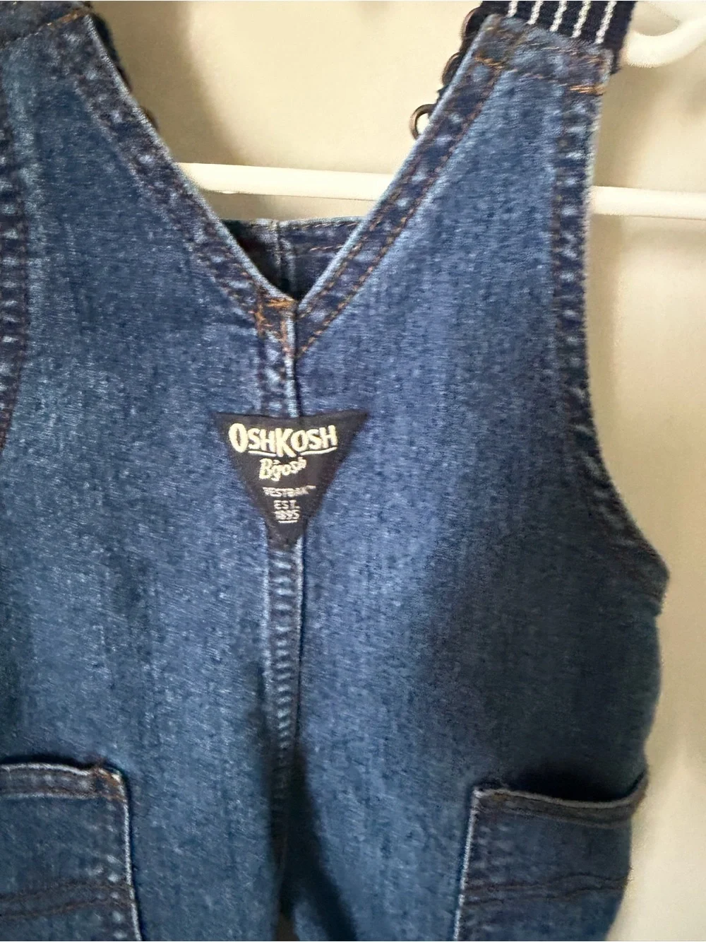 OshKosh B'gosh Unisex 0-3M Blue Denim Solid Overall One-Piece Adjustable